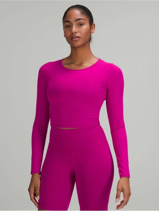 lululemon athletica Tops - Lululemon Women’s Ripened Raspberry Wunder Train Cropped Long Sleeve Shirt